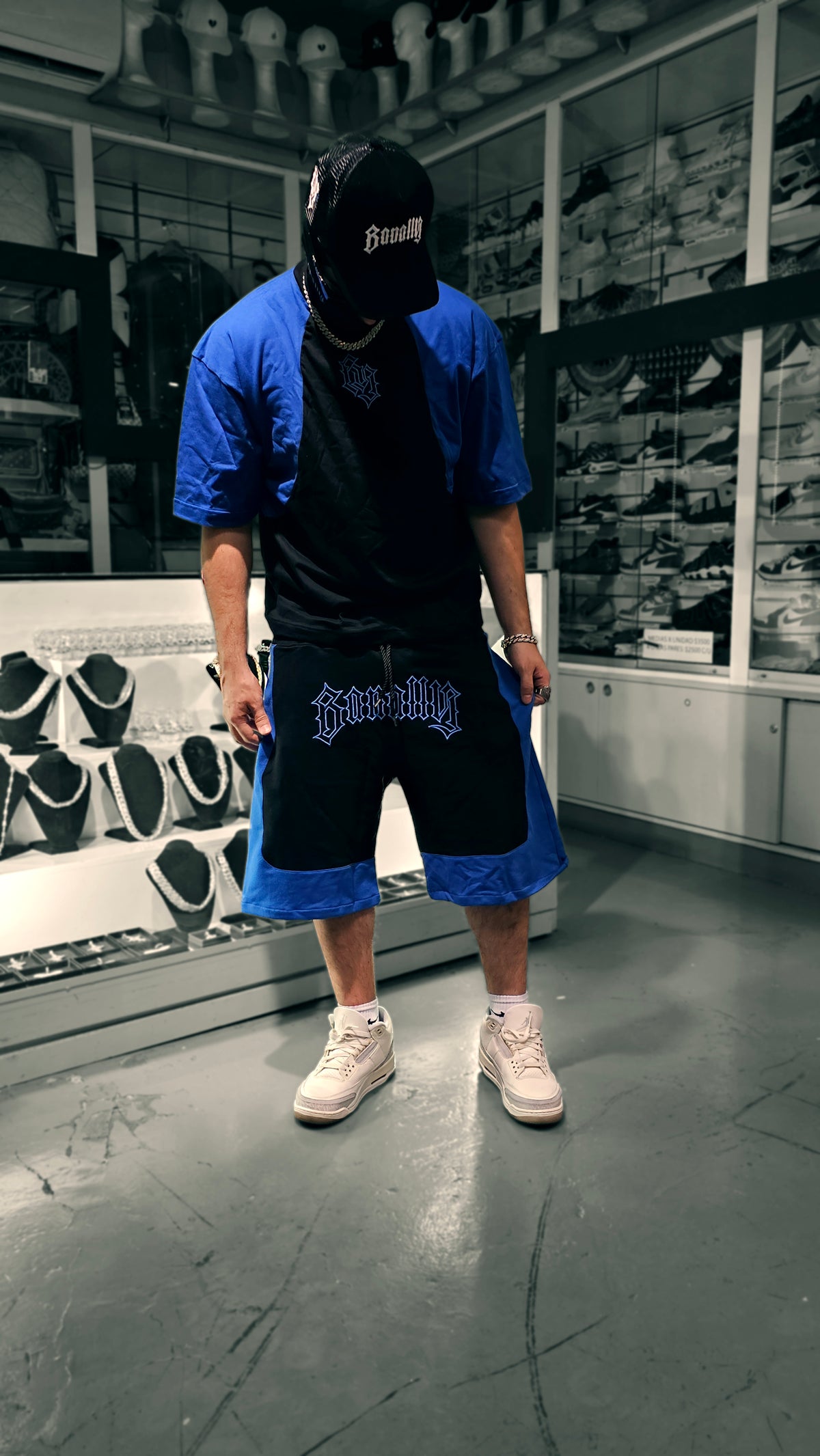 Short BANALLY Combinado - Azul y Negro
