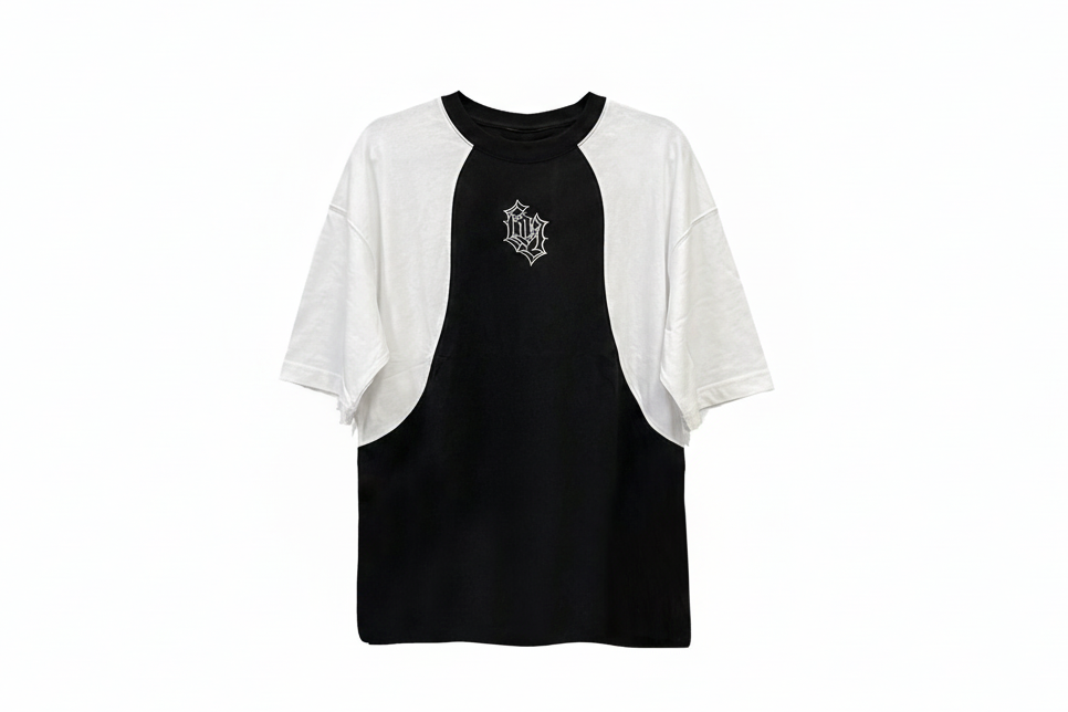 Remera BANALLY Combinada - Blanco y Negro